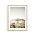 Plakat w ramie 30x40 - Wzgórze w Odcieniach Sepii - wzgórze, trawy - rama drewno