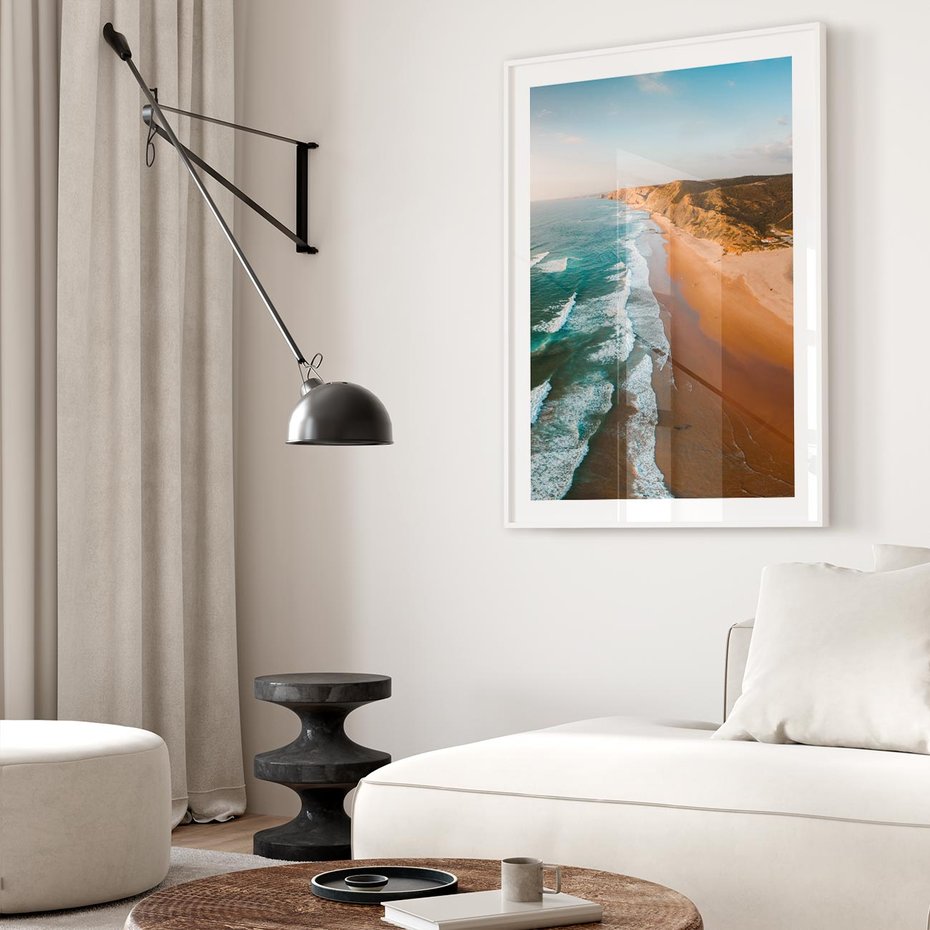 Plakat w ramie 50x70 - Z Lotu Ptaka - fotografia, plaża - rama biała