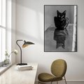 Obraz w ramie 50x70 - Kocie Oczy - kot, czarno białe zdjęcie - rama czarna