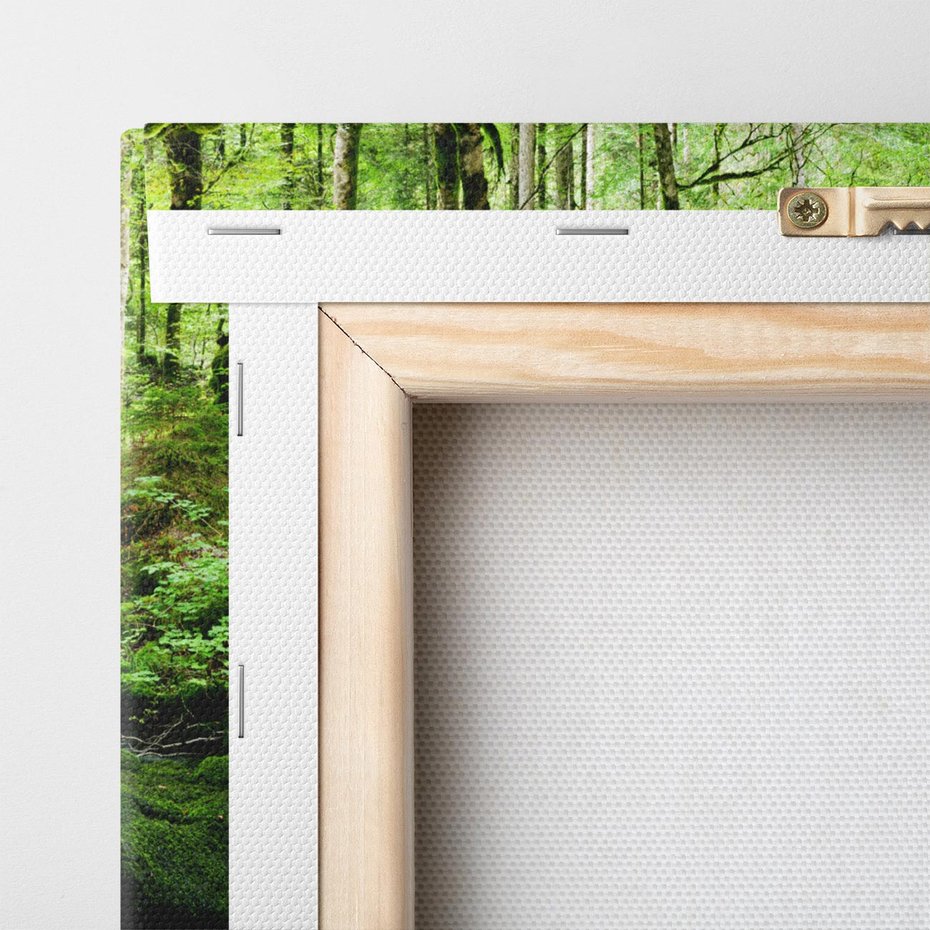 Obraz na płótnie 140x70 - Spokój Wodospadu: Las i Drzewa - wodospad, las