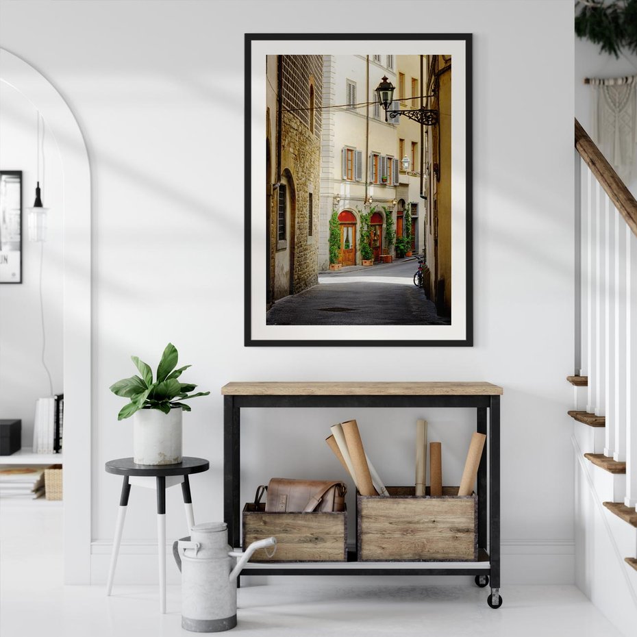 Plakat bez ramy 21x30 - Uliczka: perspektywa miejskiego krajobrazu - uliczka, perspektywa