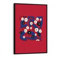 Obraz w ramie 70x100 - Kolorowe Przenikanie - abstrakcyjna kwiatowa kompozycja, czerwone mocne tło - rama czarna