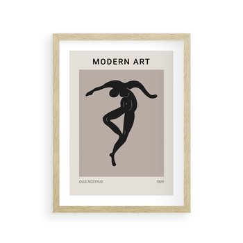 Plakat w ramie 30x40 - Modernistyczna Wizja - plakat modern, czarna postać - rama drewno