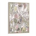 Obraz w ramie 70x100 - Pejzaże zatajonej duszy - połączenie tekstur, roślinne motywy - rama drewno