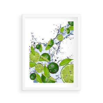 Plakat w ramie 40x50 - Cytrusowa Świeżość - limonki, cytryny - rama biała