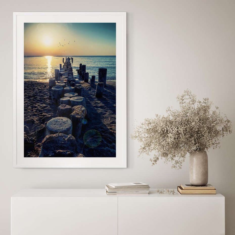 Plakat bez ramy 21x30 - Zachód Słońca nad Morzem - morze, zachód