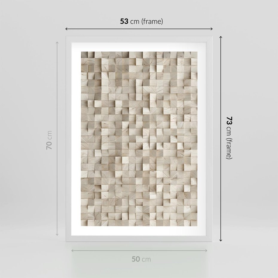 Plakat w ramie 50x70 - Geometryczne 3D: Abstrakcyjna Harmonia - geometryczne, 3D - rama biała