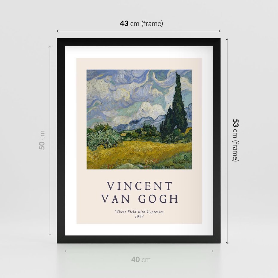 Plakat w ramie 40x50 - Pole z Cyprysami - reprodukcja obrazu, van gogh - rama czarna