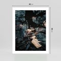 Plakat bez ramy 40x50 - Jesienne Liście w Kałużach: Odbicie Natury - jesienne liście wkałuży, fotografia