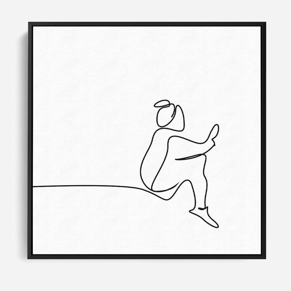 Obraz w ramie 50x50 - Linie Wewnętrznej Refleksji - line art, szkic - rama czarna