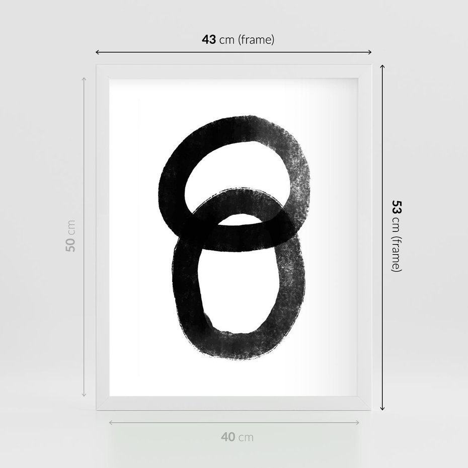 Plakat w ramie 40x50 - Kształtując Granice - abstrakcja, minimalizm - rama biała
