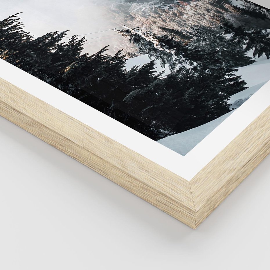 Plakat w ramie 30x40 - Góry, Las i Śnieg na Obrazie - góry, las - rama drewno