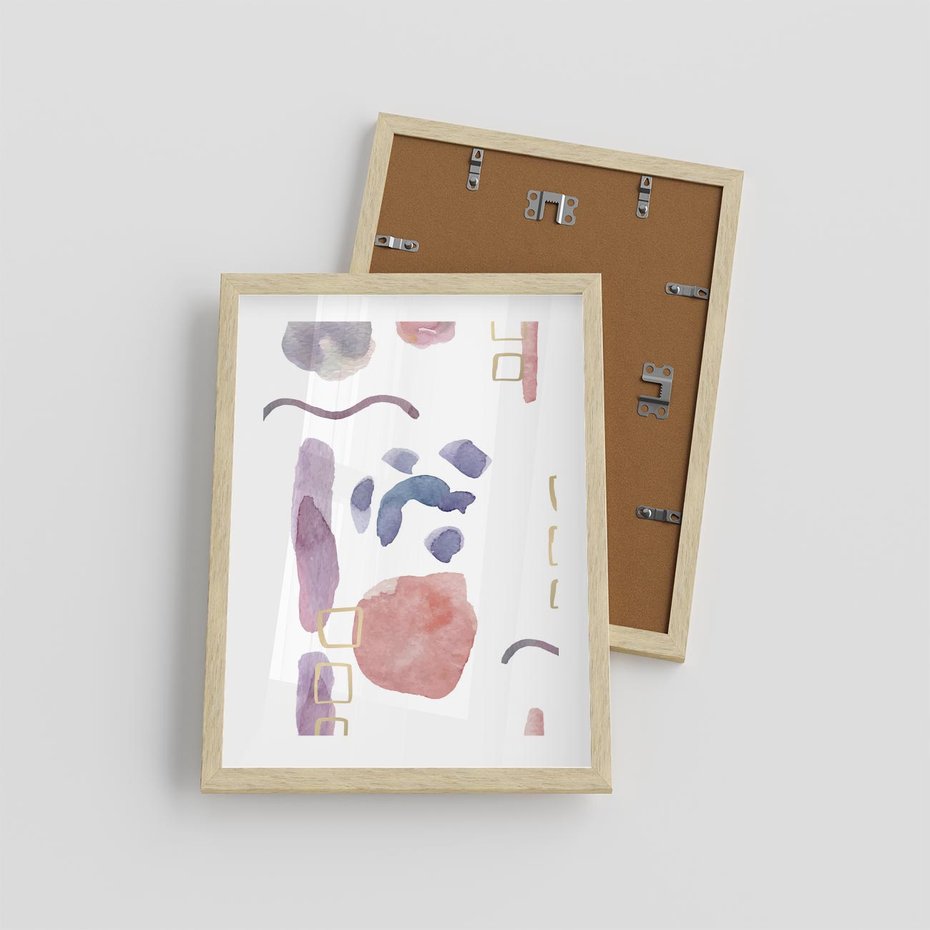 Plakat w ramie 30x40 - Boho Widokowe Impresje - abstrakcyjny palakt, akwarelowe plamy - rama drewno