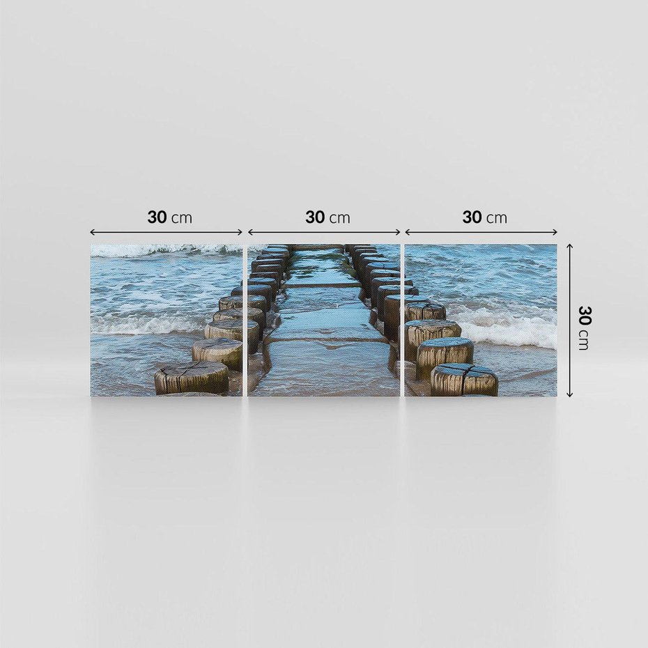 Obraz na płótnie 90x30 - Falochron na brzegu morza - falochron, morze