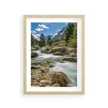 Plakat w ramie 30x40 - Górski strumyk w harmonii - strumyk, górski - rama drewno