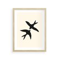 Plakat w ramie 30x40 - Kreatywne Echa - jaskółki, minimalizm - rama drewno