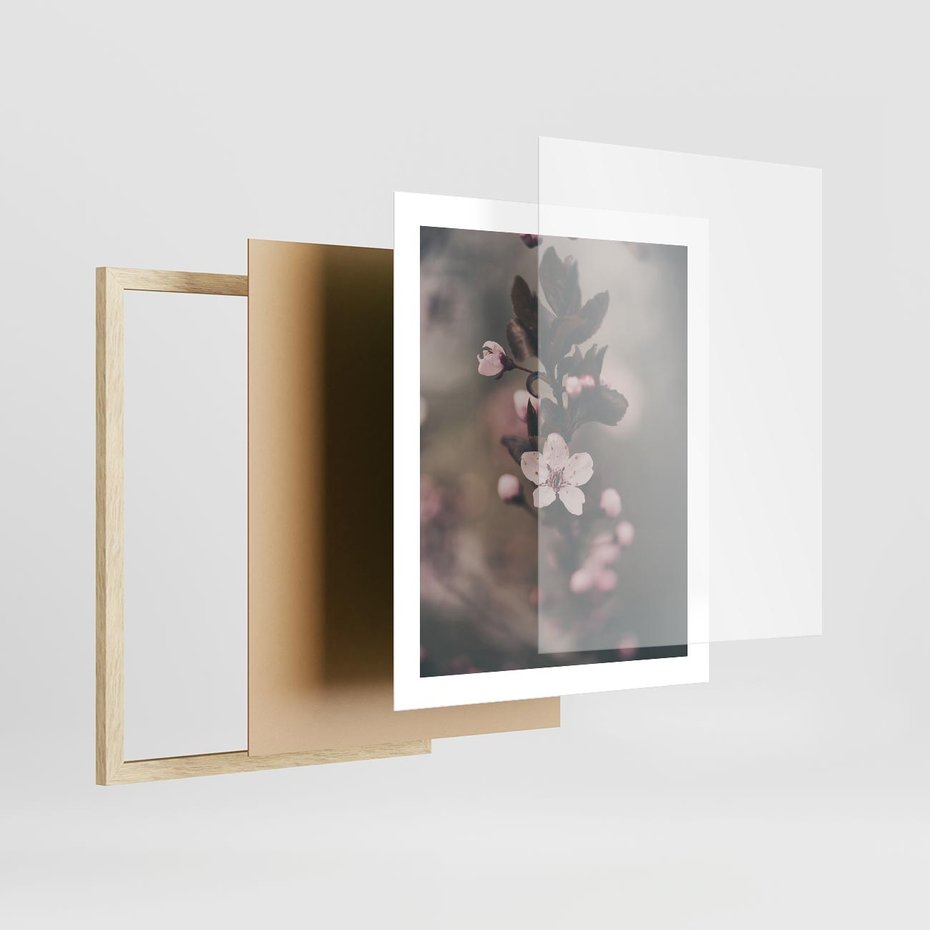 Plakat w ramie 40x50 - Przemijający Urok - kwitnąca, wiśnia - rama drewno