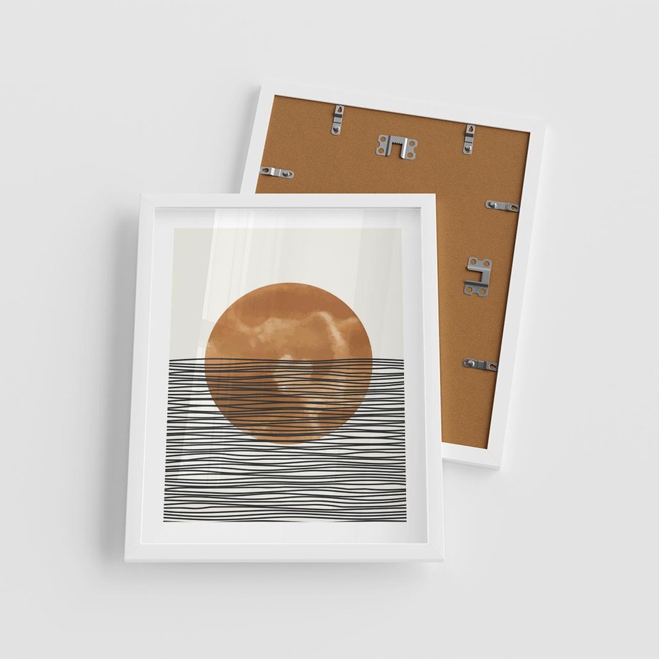 Plakat w ramie 40x50 - Okrąg Mocy - boho obraz, geometria - rama biała