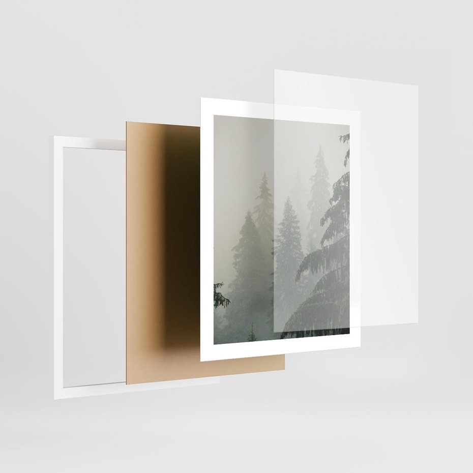 Plakat w ramie 40x50 - Mglista przemiana lasu - las, mgła - rama biała