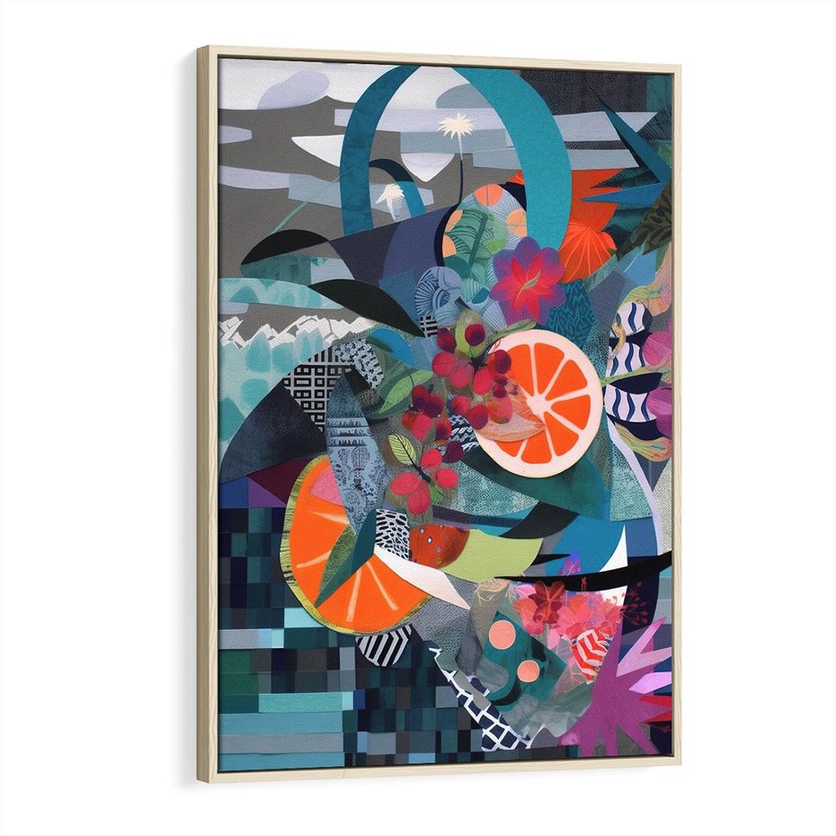 Obraz w ramie 80x120 - Migocące Widoki Harmonii - abstrakcyjny obraz, jak picasso - rama drewno