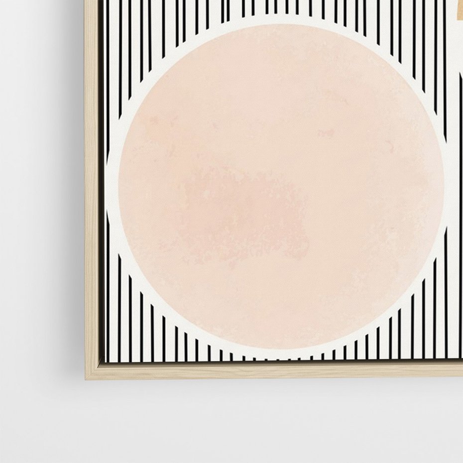 Obraz w ramie 50x70 - Przenikające Kształty - abstrkacyjna nowoczesna sztuka, koła okręgi - rama drewno