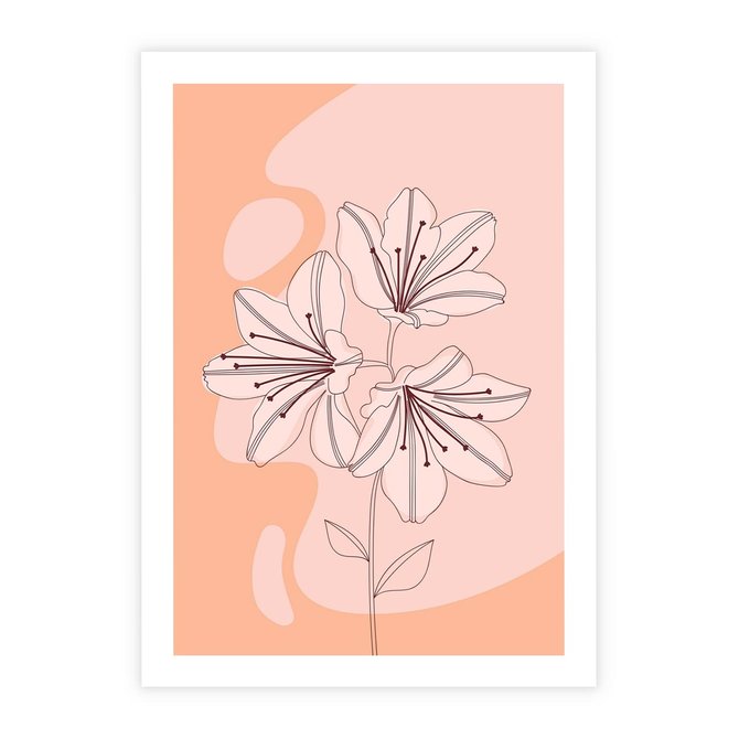 Plakat bez ramy 21x30 - Kwiatowa Harmonia - minimalistyczny plakat, pudrowe kwiaty