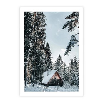Plakat bez ramy 30x40 - Górska Uroda Zimą: Dom w Śniegu - domek w górach, zima