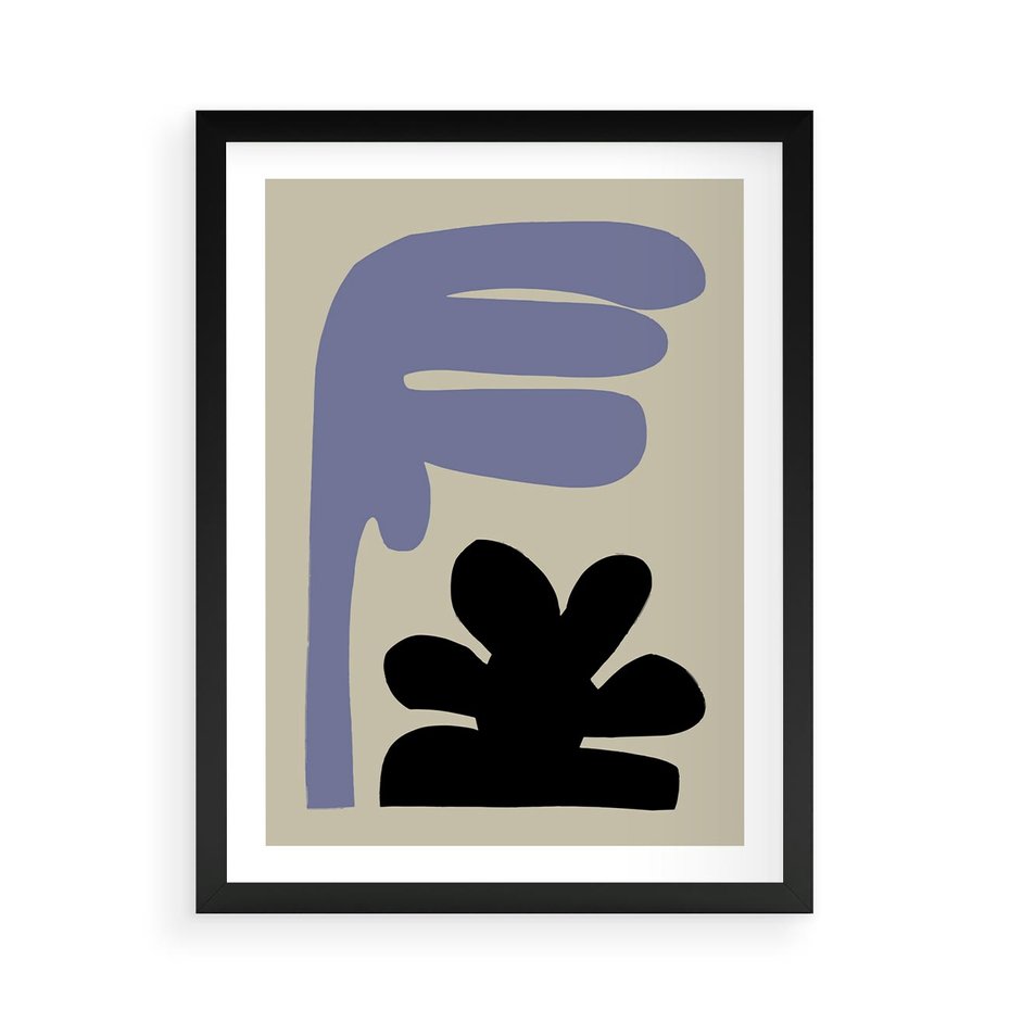 Plakat w ramie 50x70 - Abstrakcyjne Interakcje Form - minimalizm, boho plakat - rama czarna