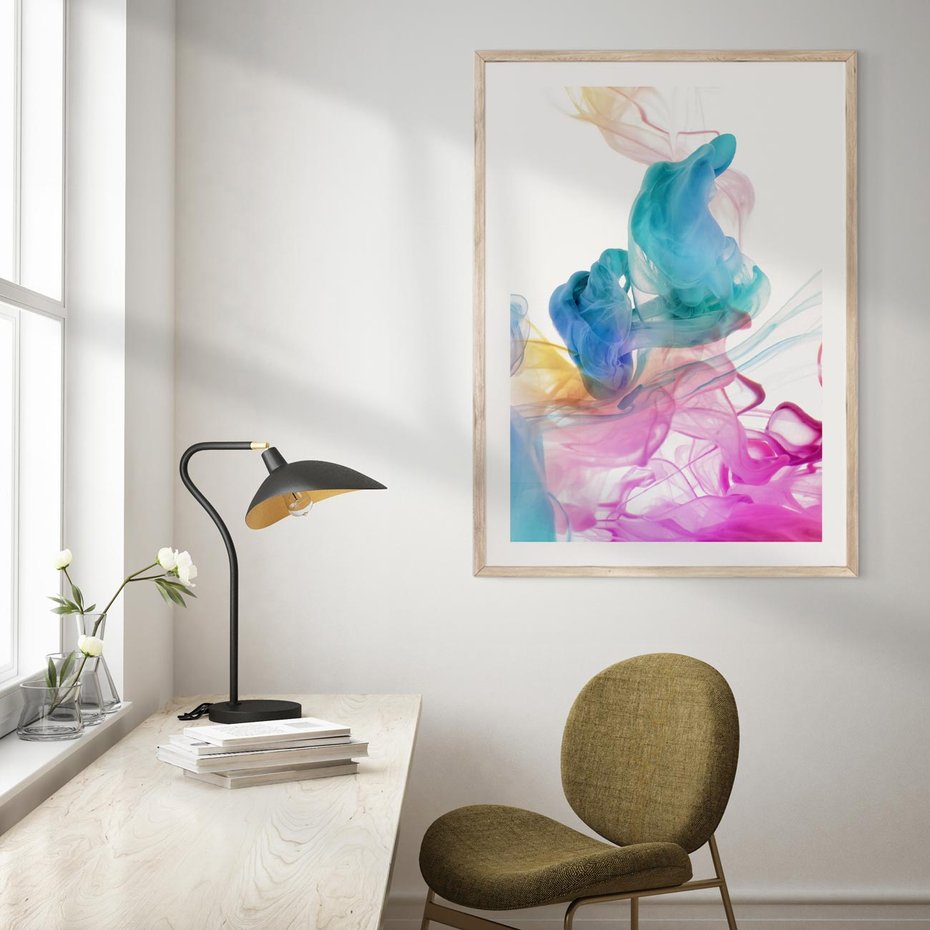 Plakat w ramie 50x70 - Abstrakcyjne Pastelowe Piękno - abstrakcja, pastelowe - rama drewno