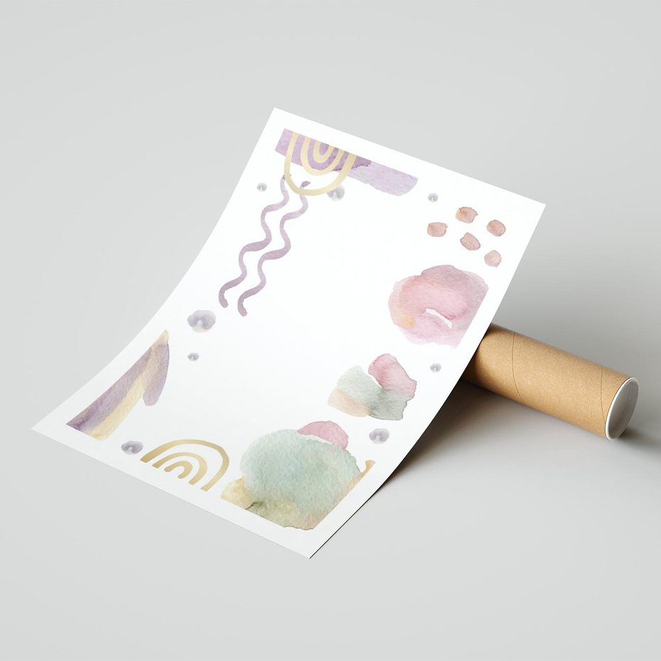 Plakat bez ramy 21x30 - Pastelowe Wnętrza Emocji - abstrakcyjny palakt, akwarelowe plamy