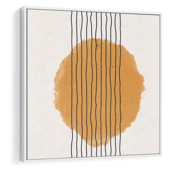 Obraz w ramie 80x80 - Taniec Emocji - abstrakcyjne akwarelowe plamy, nieregularne kreski - rama biała