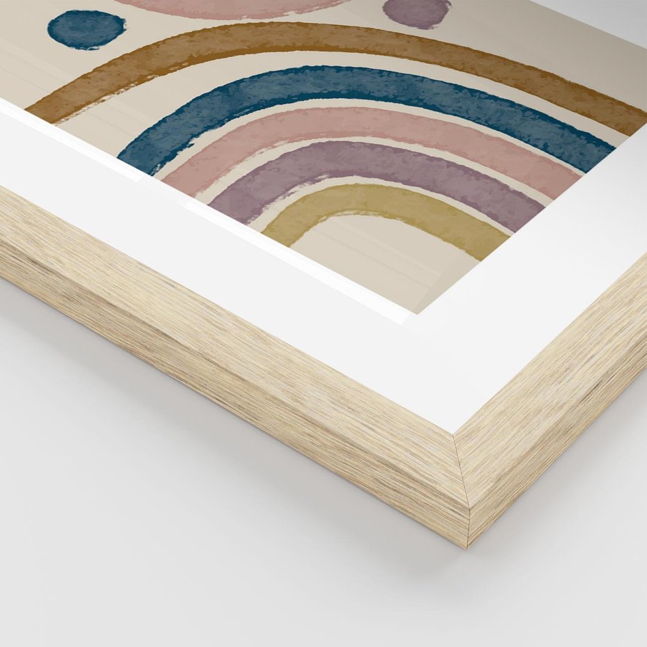 Plakat w ramie 50x70 - Kształtujące Inspiracje - abstrakcyjne tęcze, kompozycja - rama drewno