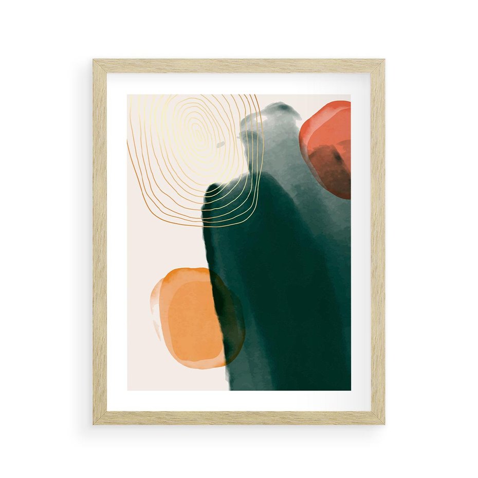 Plakat w ramie 40x50 - Modernistyczne Spektrum - abstrakcyjna granatowa plama, akwarela - rama drewno