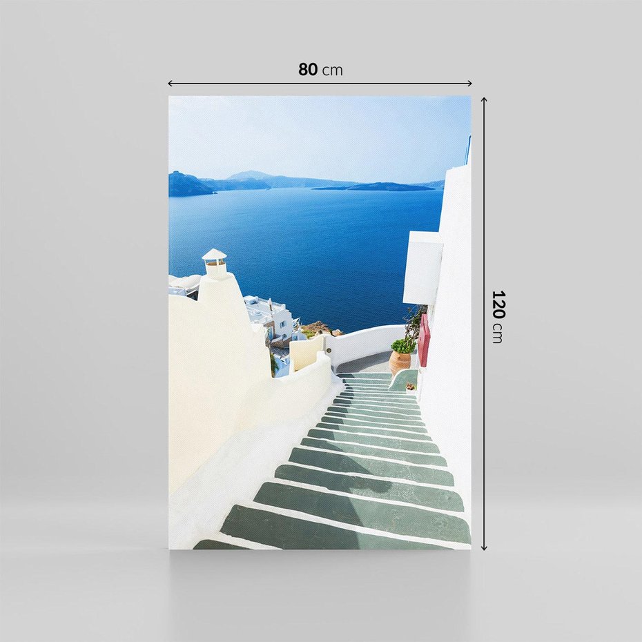 Obraz na płótnie 80x120 - Malowniczy urok wyspy - Santorini, schodki
