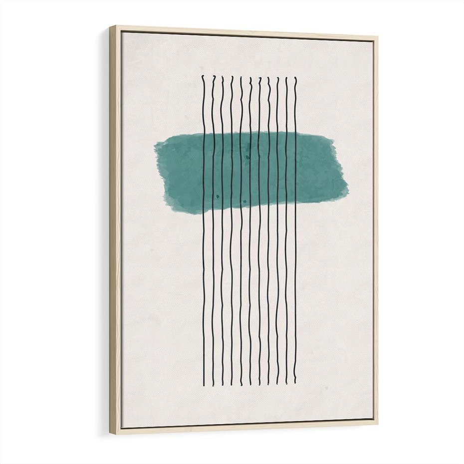 Obraz w ramie 70x100 - Bezczasowe Wspomnienia - abstrakcyjna akwarelowa plama, nieregularne kreski - rama drewno