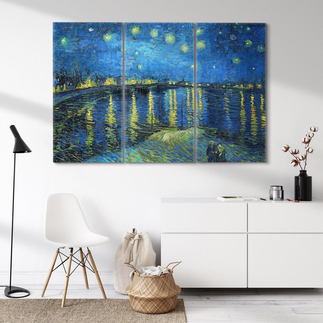 Obraz na płótnie 120x80 - "Starry Night Over the Rhone" (1888) Vincent van Gogh - Reprodukcja - reprodukcja, obraz na płótnie