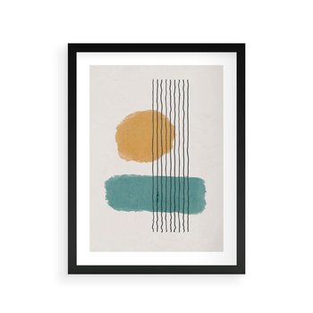 Plakat w ramie 40x50 - Wibracje Barw - abstrakcyjne akwarelowe plamy, nieregularne kreski - rama czarna