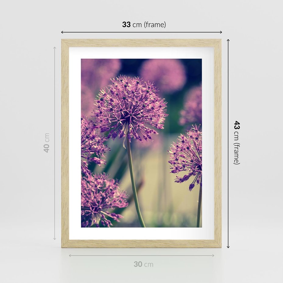 Plakat w ramie 30x40 - Kwiatowa łąka w pełnym rozkwicie - kwiaty, łąka - rama drewno