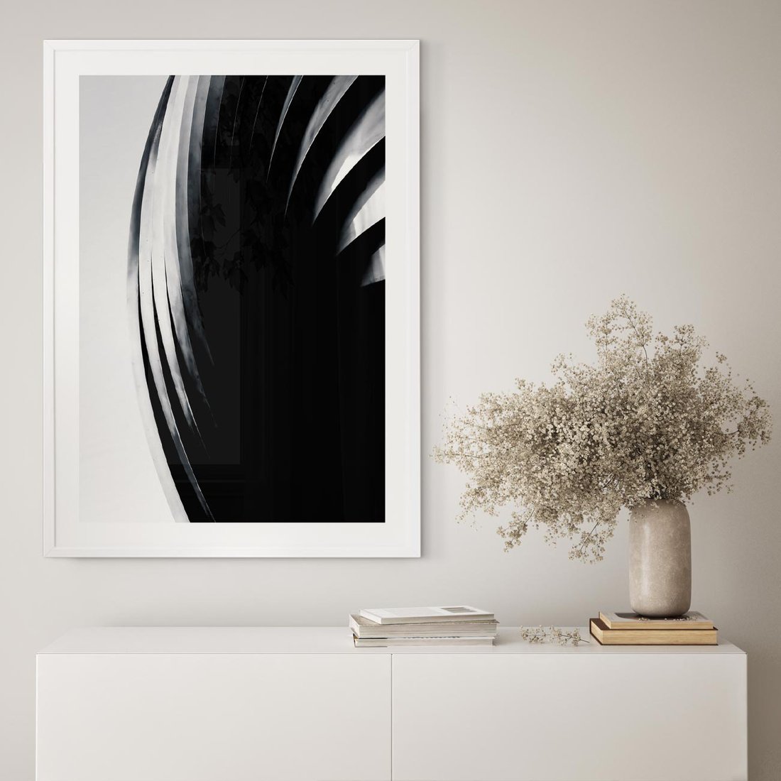 Plakat w ramie 50x70 - Awangarda w Kontraście - architektura, nowoczesne formy - rama biała