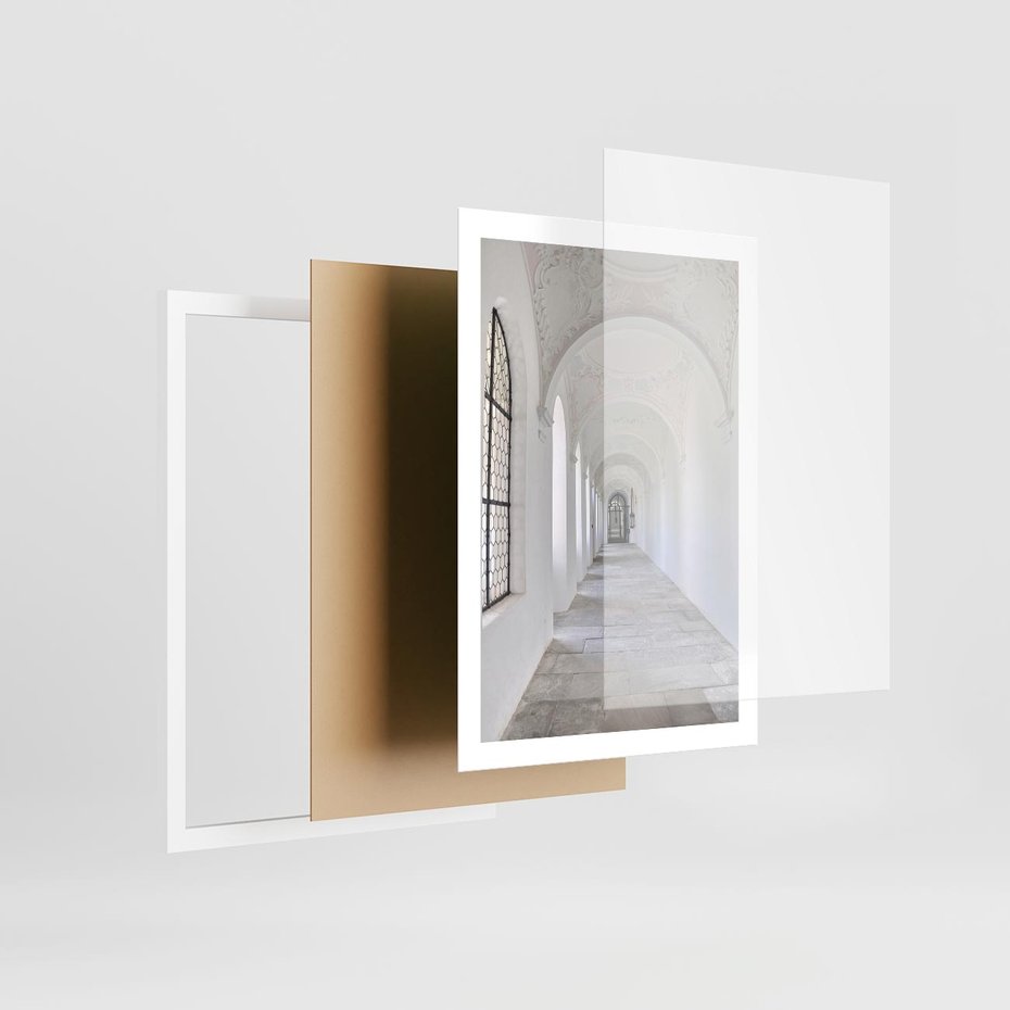 Plakat w ramie 50x70 - Architektoniczne Przejście - architektura, korytarz - rama biała