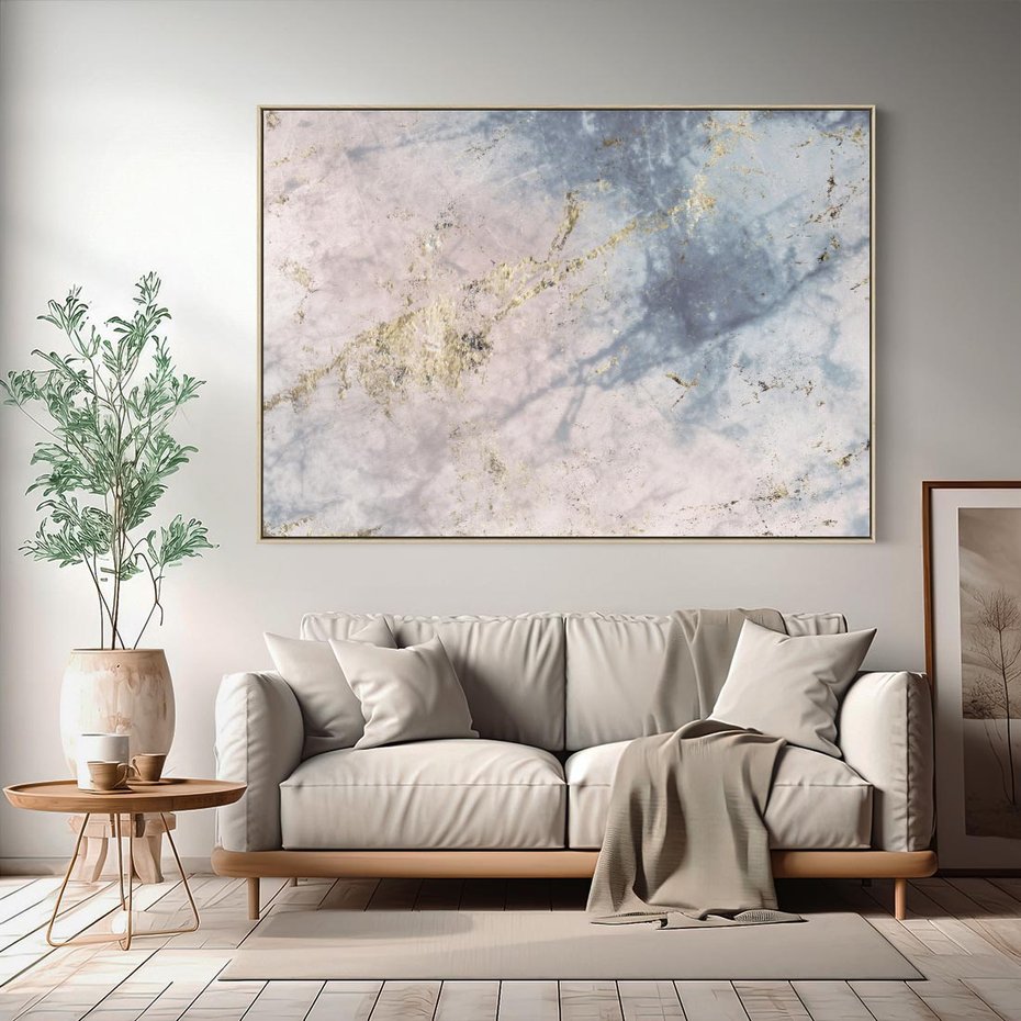 Obraz w ramie 70x50 - Luksusowa Dekoracja - marmur, złoto - rama drewno