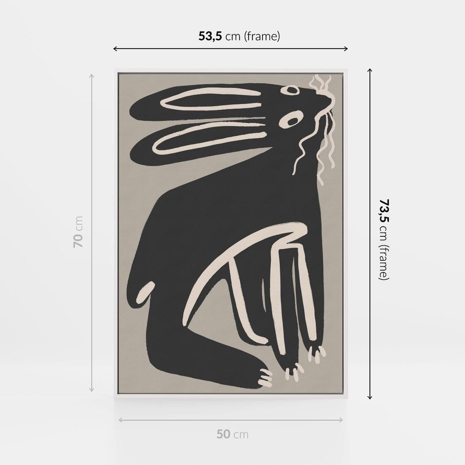 Obraz w ramie 50x70 - Konturujące Struktury - skandynawska sztuka, królik - rama biała
