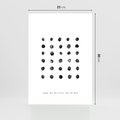 Plakat bez ramy 21x30 - Boho Sztuka Wolości - minimalistyczny plakat, czarne kropki na białymtle