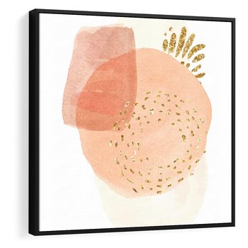 Obraz w ramie 50x50 - Migotliwe Kształty i Plamy - abstrakcyjne akwarelowe plamy, minimalizm - rama czarna