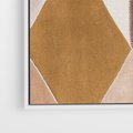 Obraz w ramie 70x100 - Odblaski niespełnionych marzeń - kompozycja z trójkątów, mix kolorów ziemi - rama biała