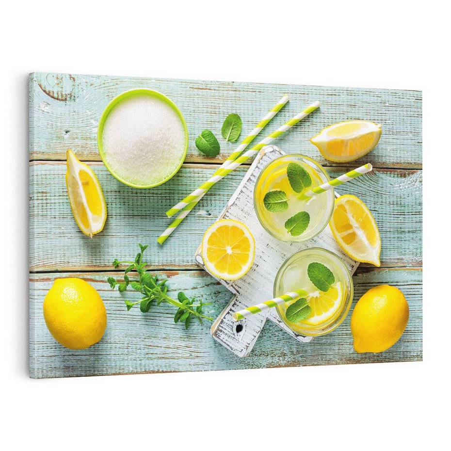 Obraz na płótnie 120x80 - Cytrynowe Orzeźwienie - cytryny, lemoniada