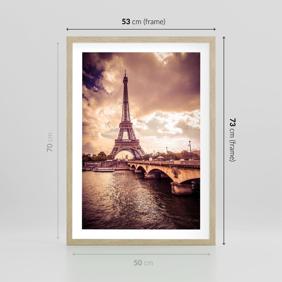 Plakat w ramie 50x70 - Eiffla: ikona Paryża - Eiffla, Paryż - rama drewno