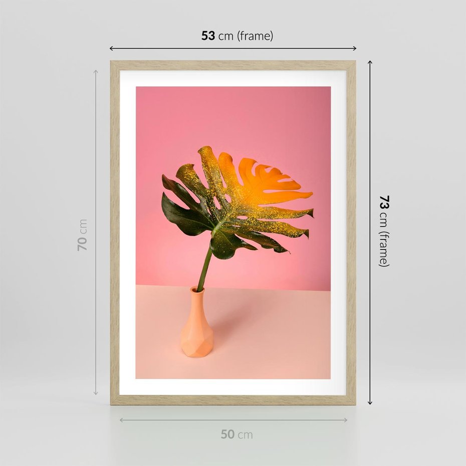 Plakat w ramie 50x70 - Egzotyczna monstera - monstera, liść - rama drewno