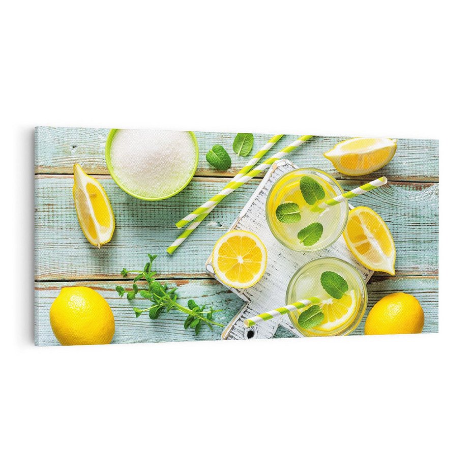Obraz na płótnie 100x50 - Cytrynowe Orzeźwienie - cytryny, lemoniada