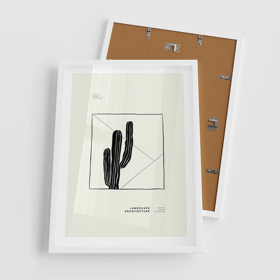 Plakat w ramie 50x70 - Zaklęta roślinna ekspresja - nowoczesna sztuka, minimalistyczny styl - rama biała